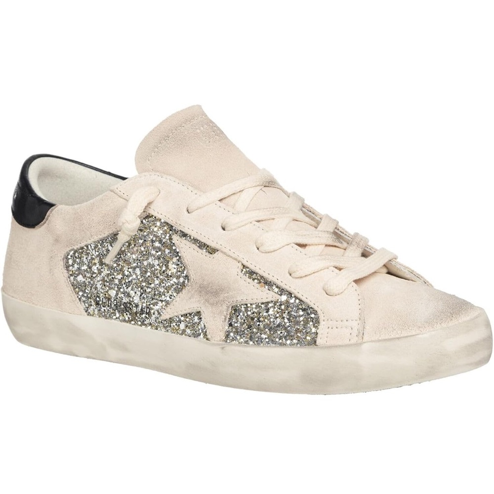 GOLDEN GOOSE 
Superstar Suede Glitter Sneakers